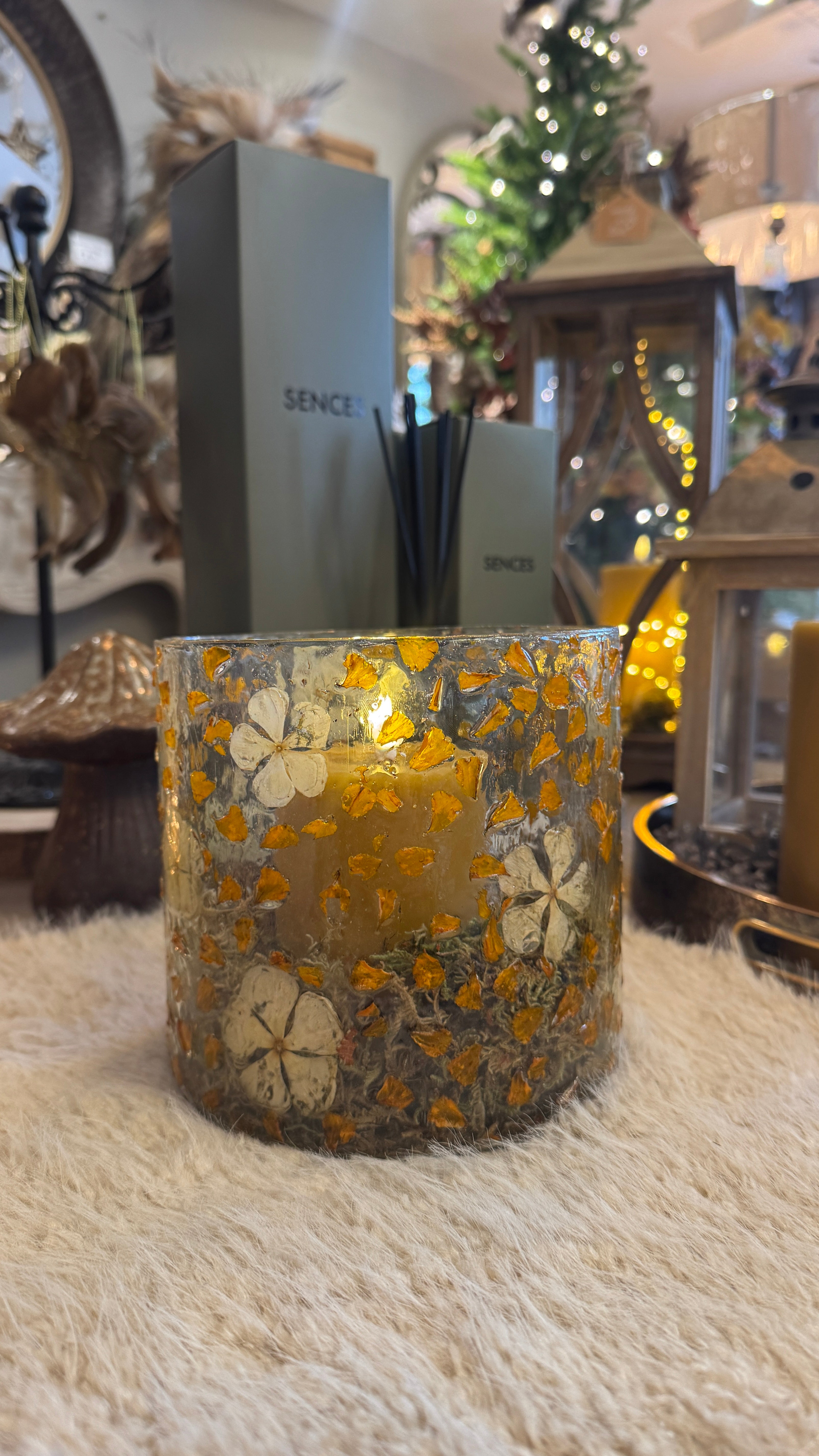 Autumn Detailed Glass Hurricane