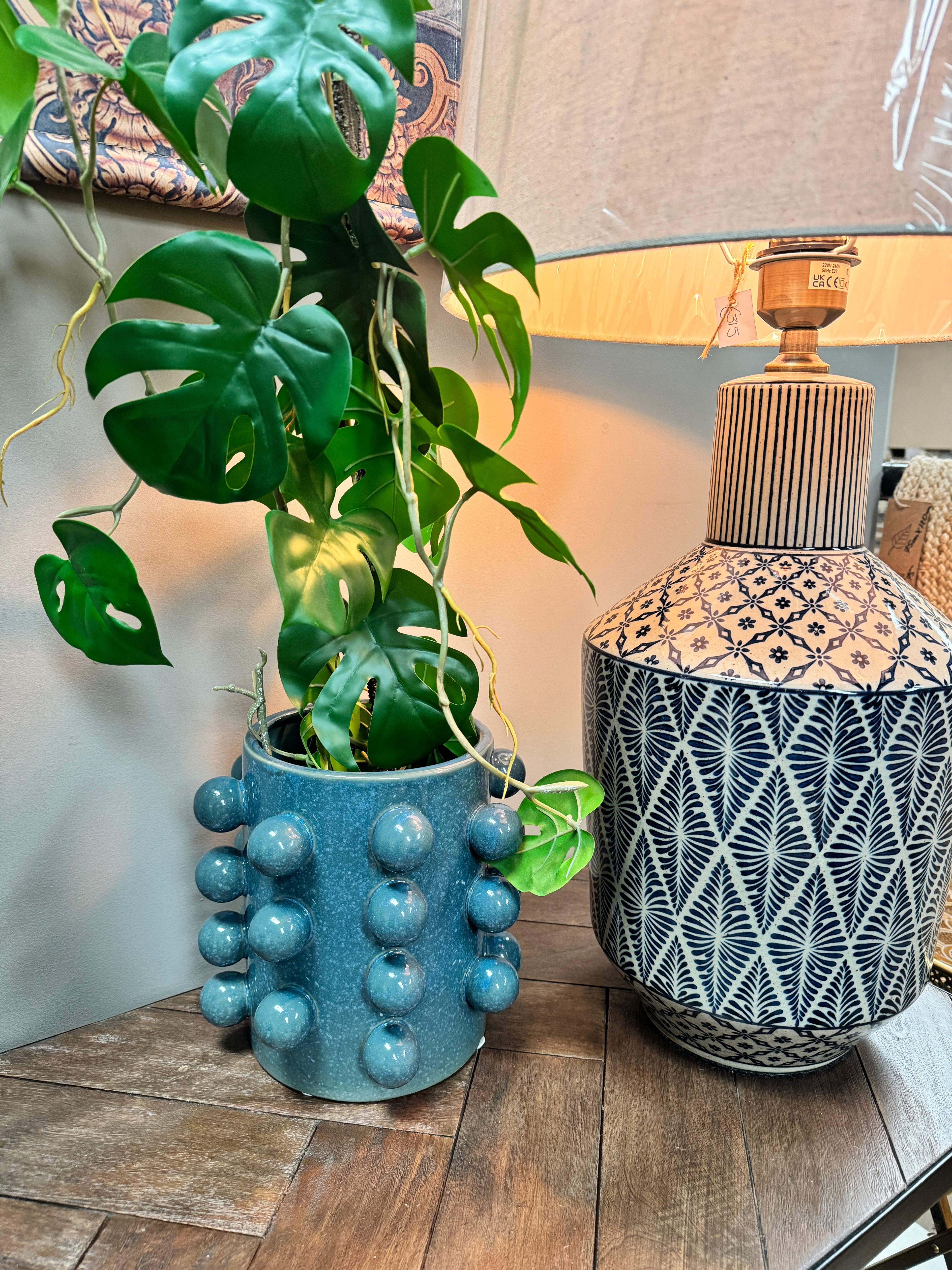 Blue Bobble Edged Pot
