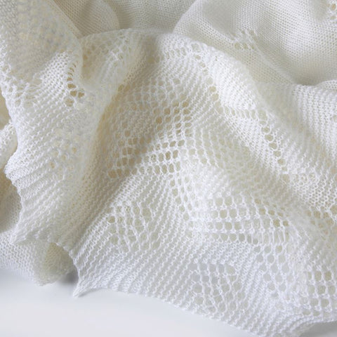 Hand-Finished Merino Wool Christening Shawl