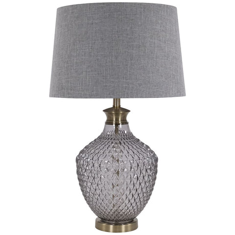 Diamond Textured Glass Lamp with Grey Shade