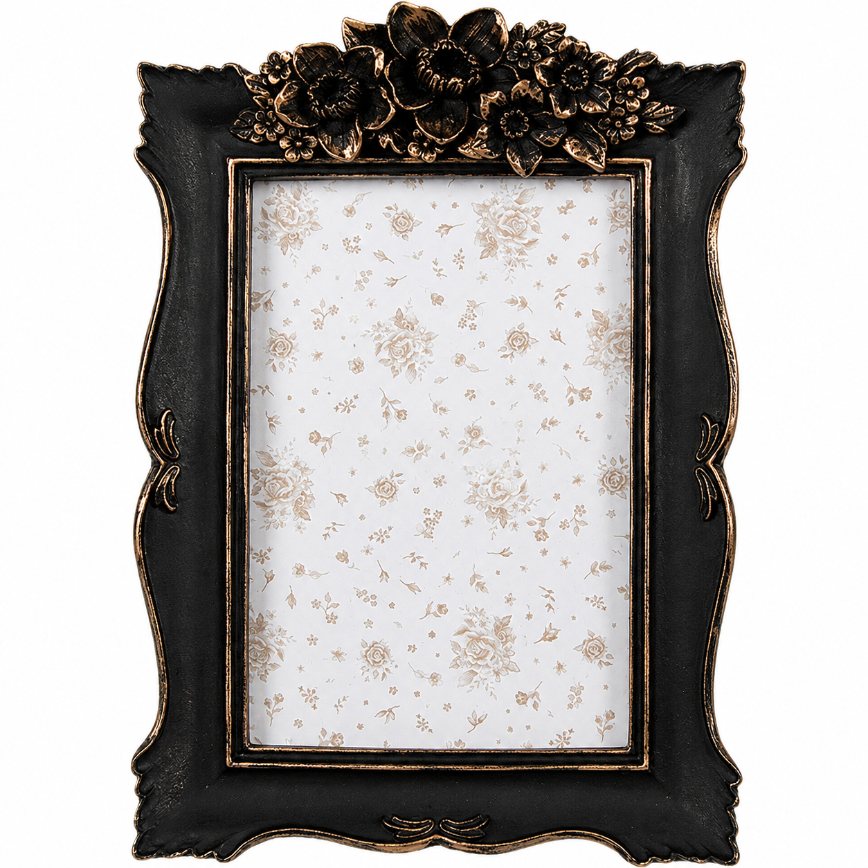 Black & Gold Flower Top Detail Photo Frame 10 x 15cm