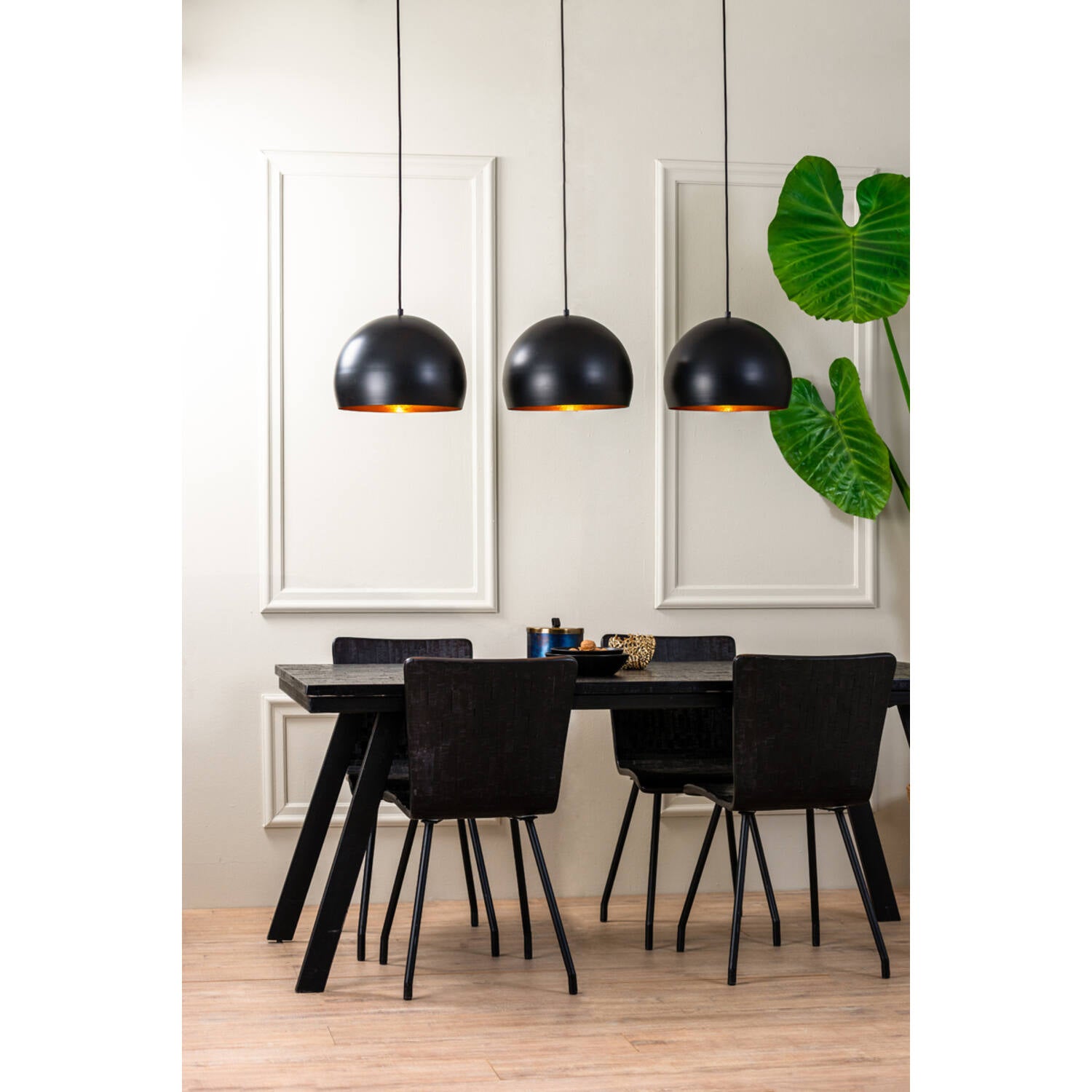 Hanging lamp 3L 120x33x25 cm JACKIE matt black-gold