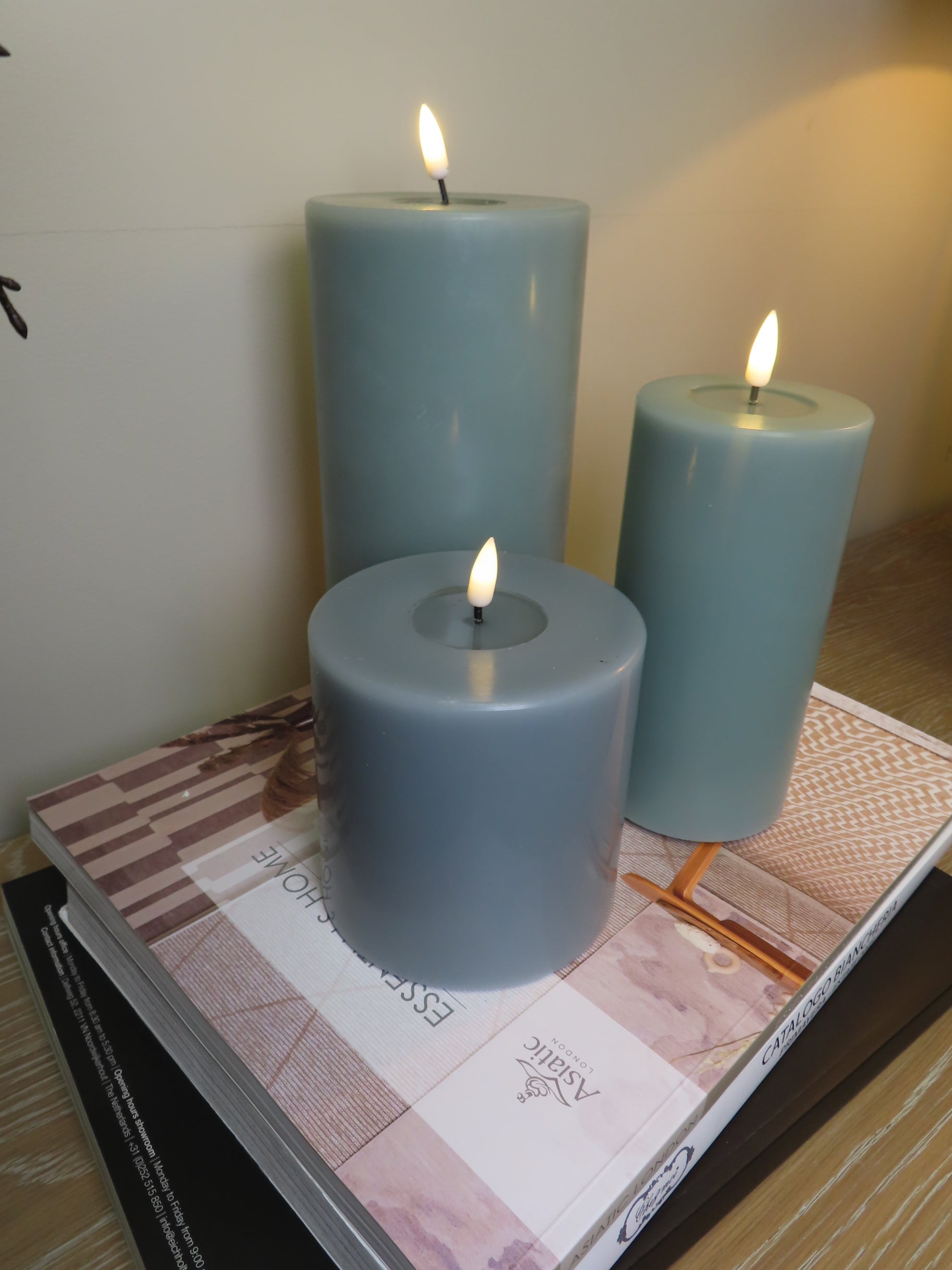 LED Candle 7.5 x 10cm - Sage Green