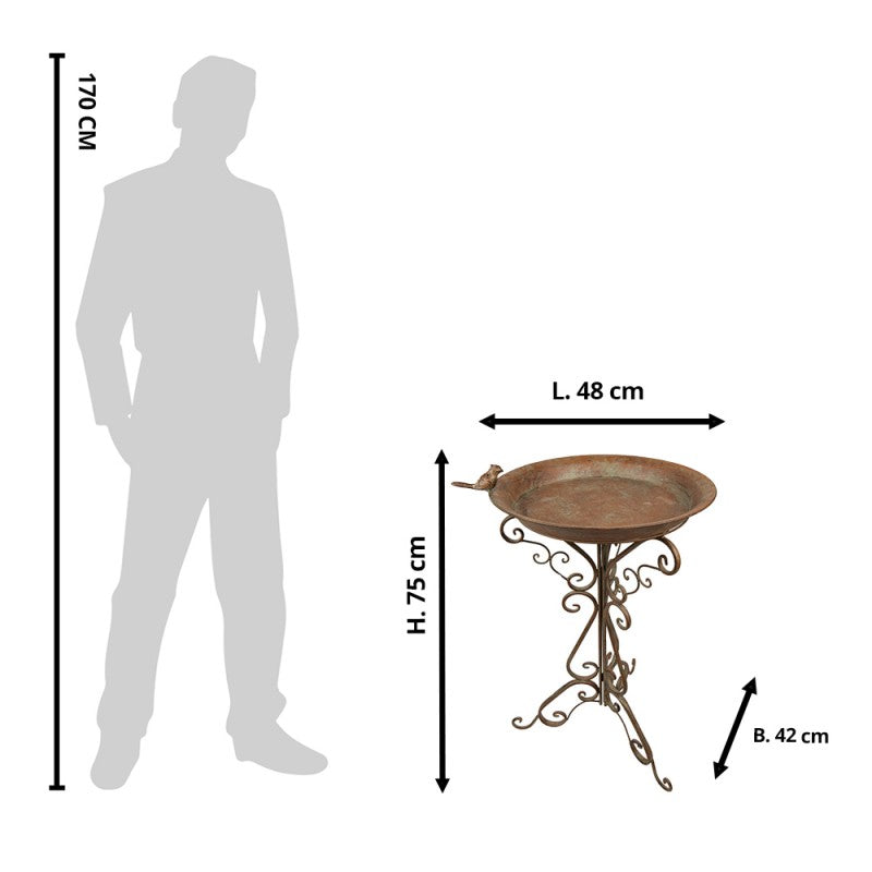 Bird Feeder Tray Green Brown Iron 48x42x75 cm
