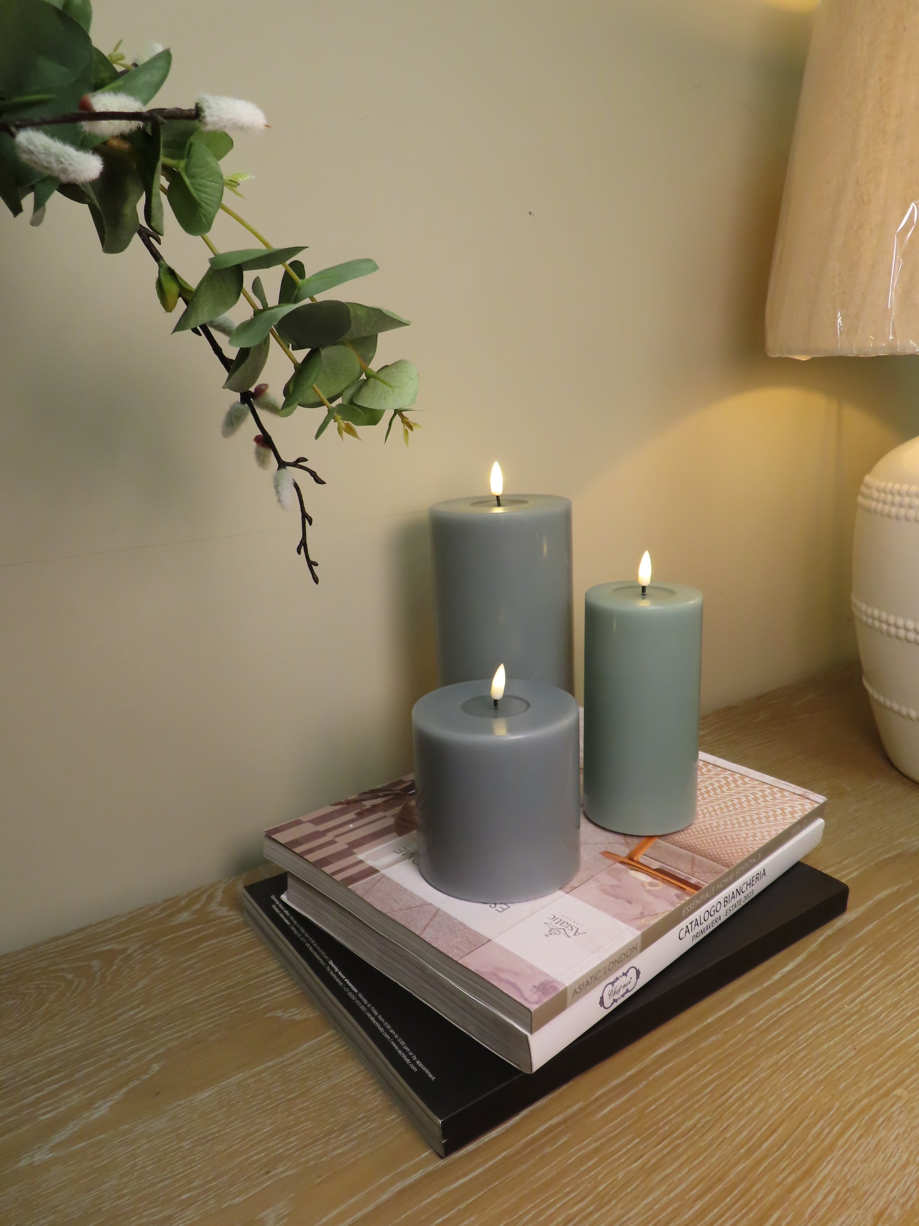 LED Candle 7.5 x 10cm - Sage Green