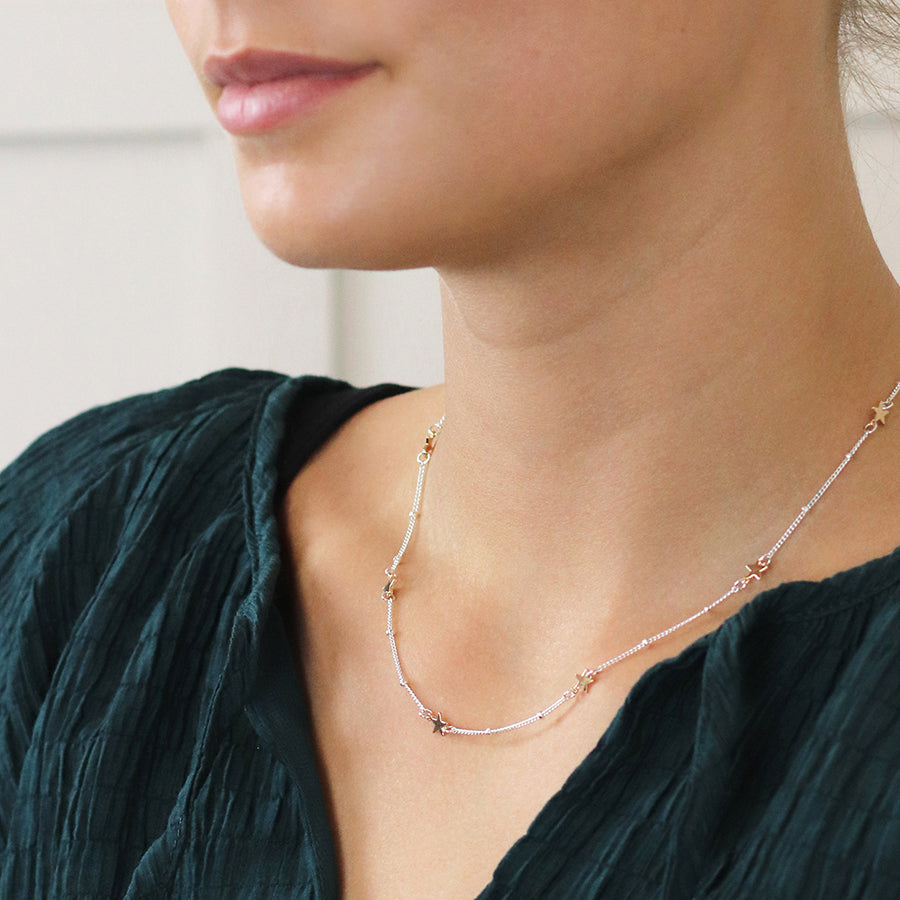 Gold Star Silver Plated Necklace