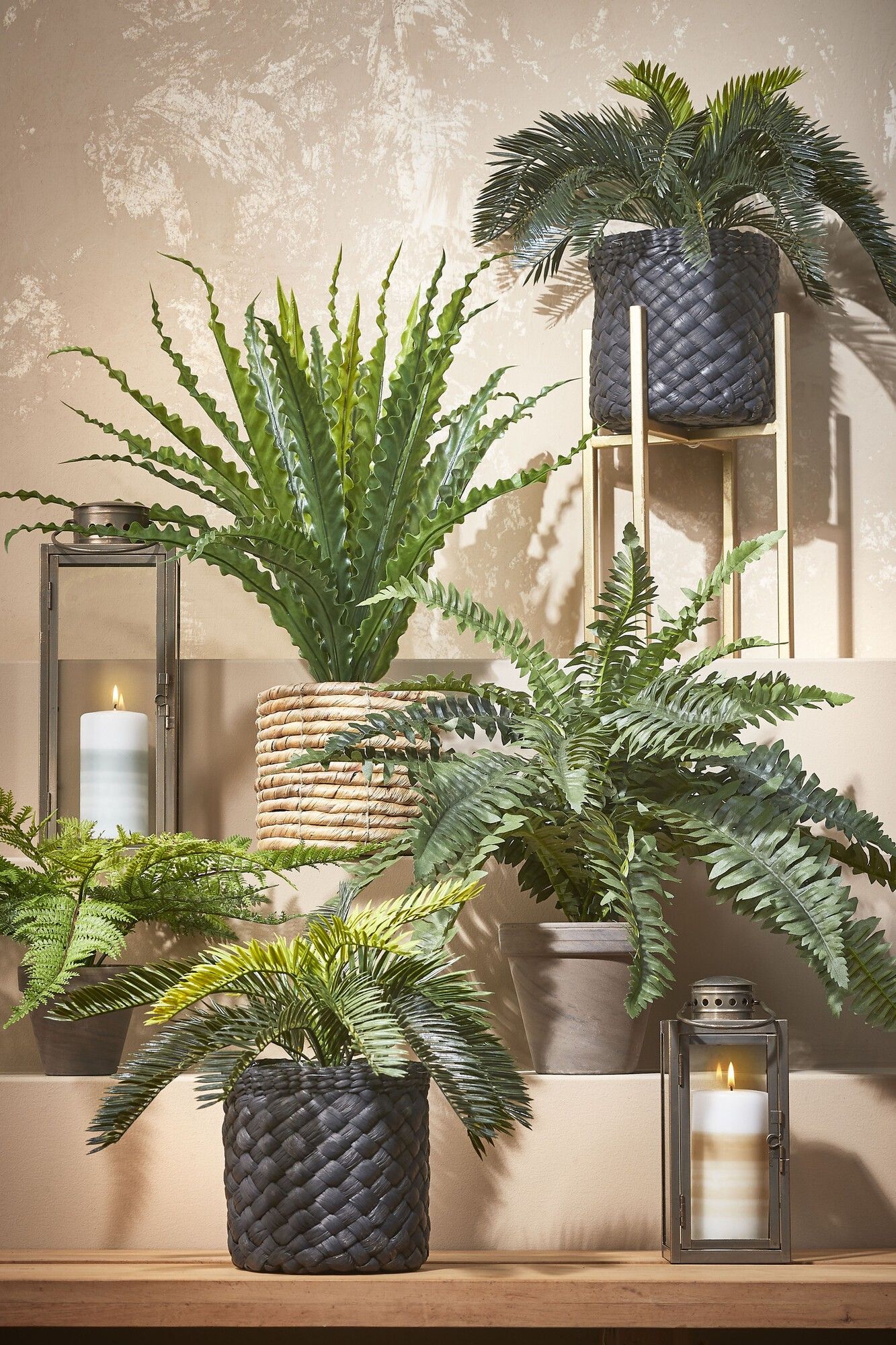 Boston Fern Artificial Plant in Plant Pot - H42 x Ø50