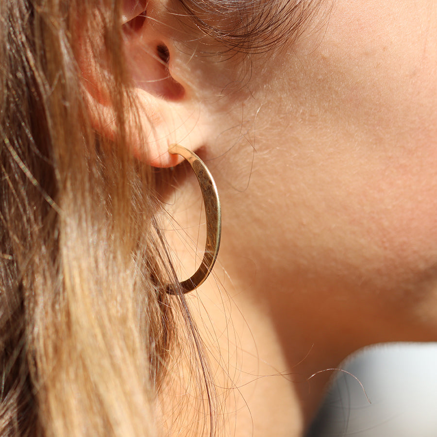 Hammered Gold Plated Hoop Earrings