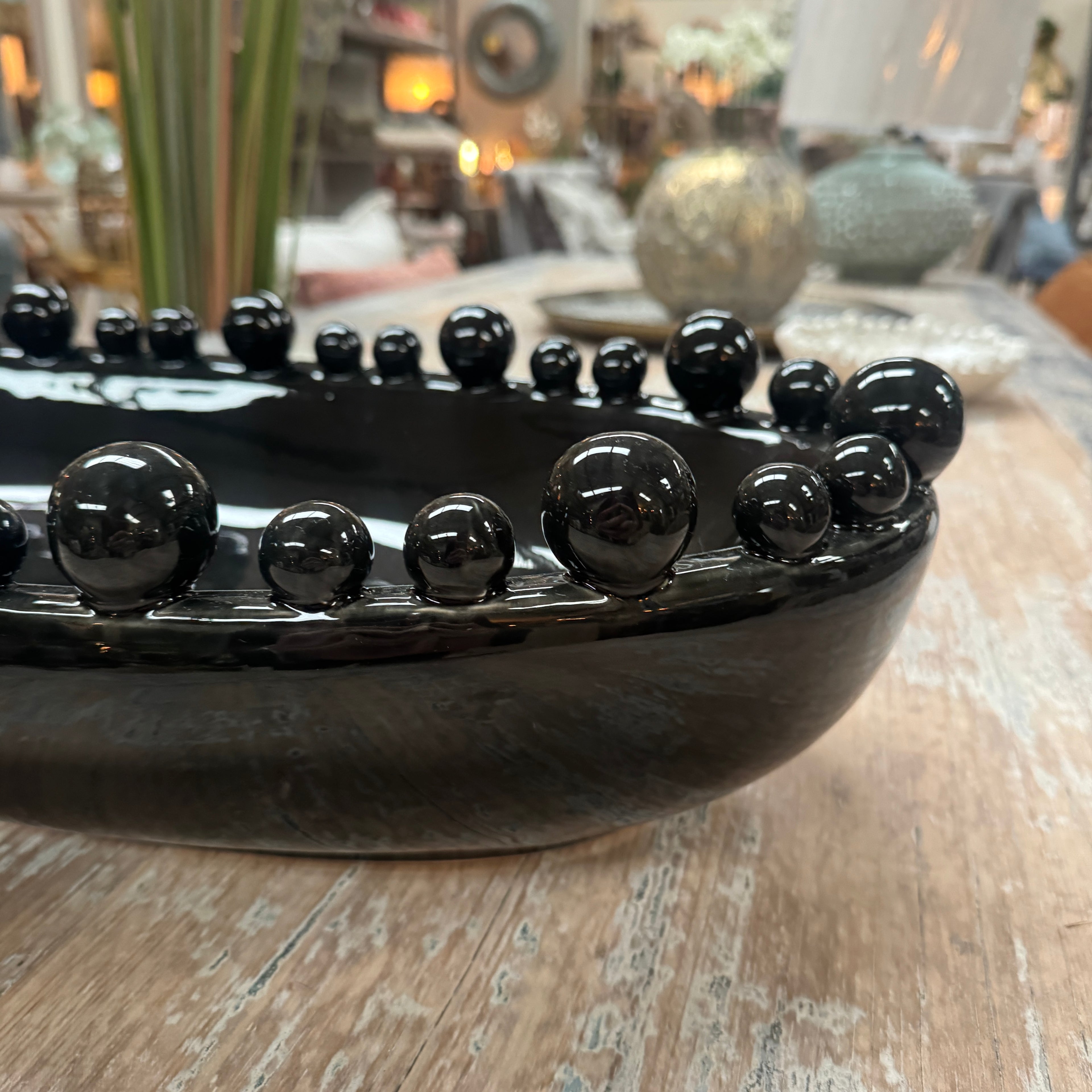 Long Bobble Decorative Bowl - Black