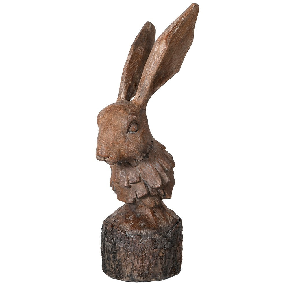 Wood Effect Hare On Stand Ornament