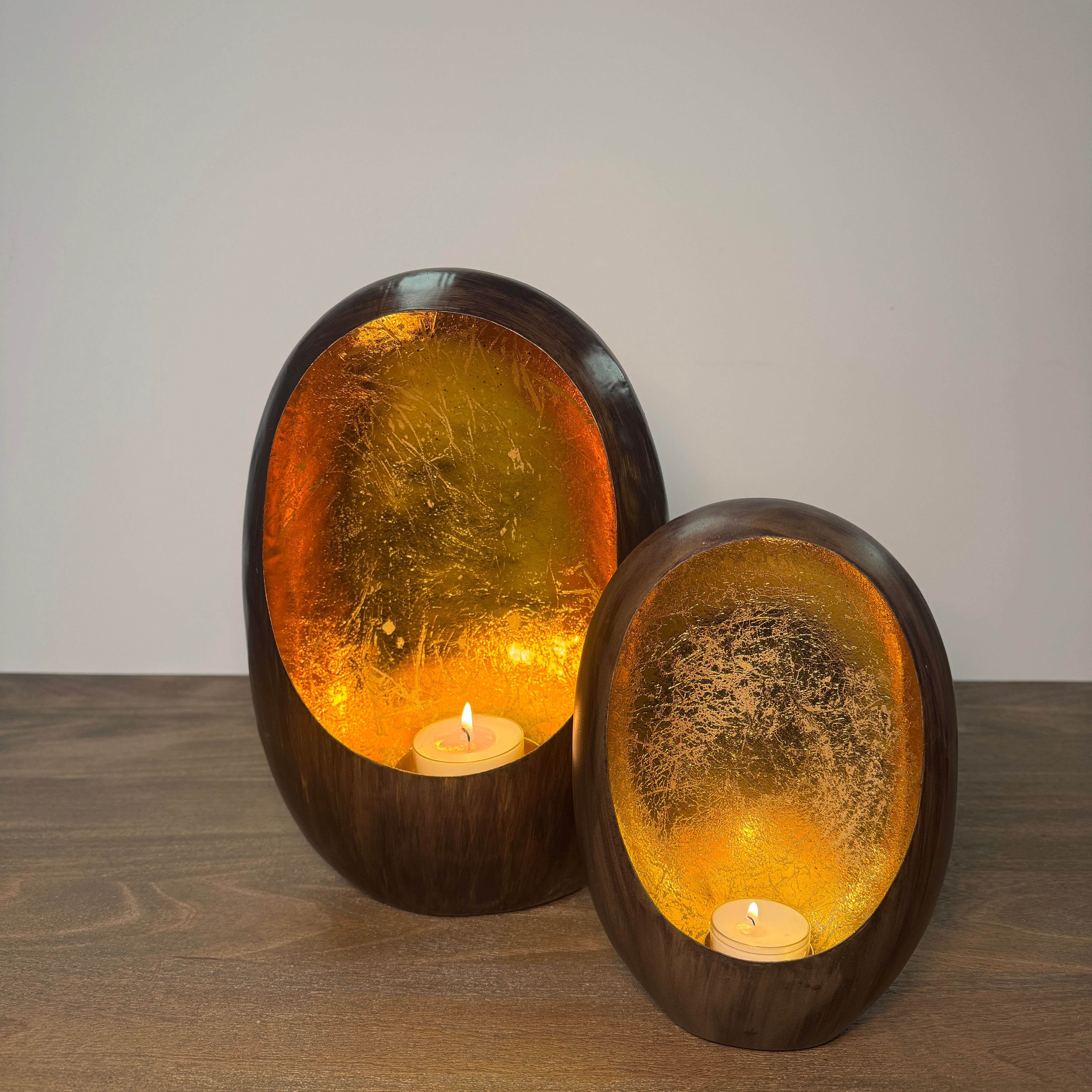 Bronze & Gold Oval Candle Holder - 30cm