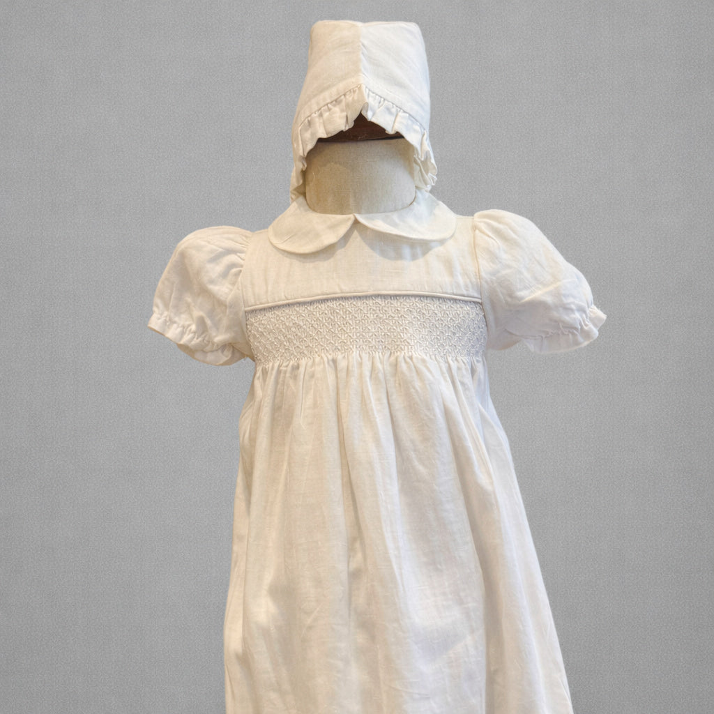 Christening Gown Smocked Irish Linen