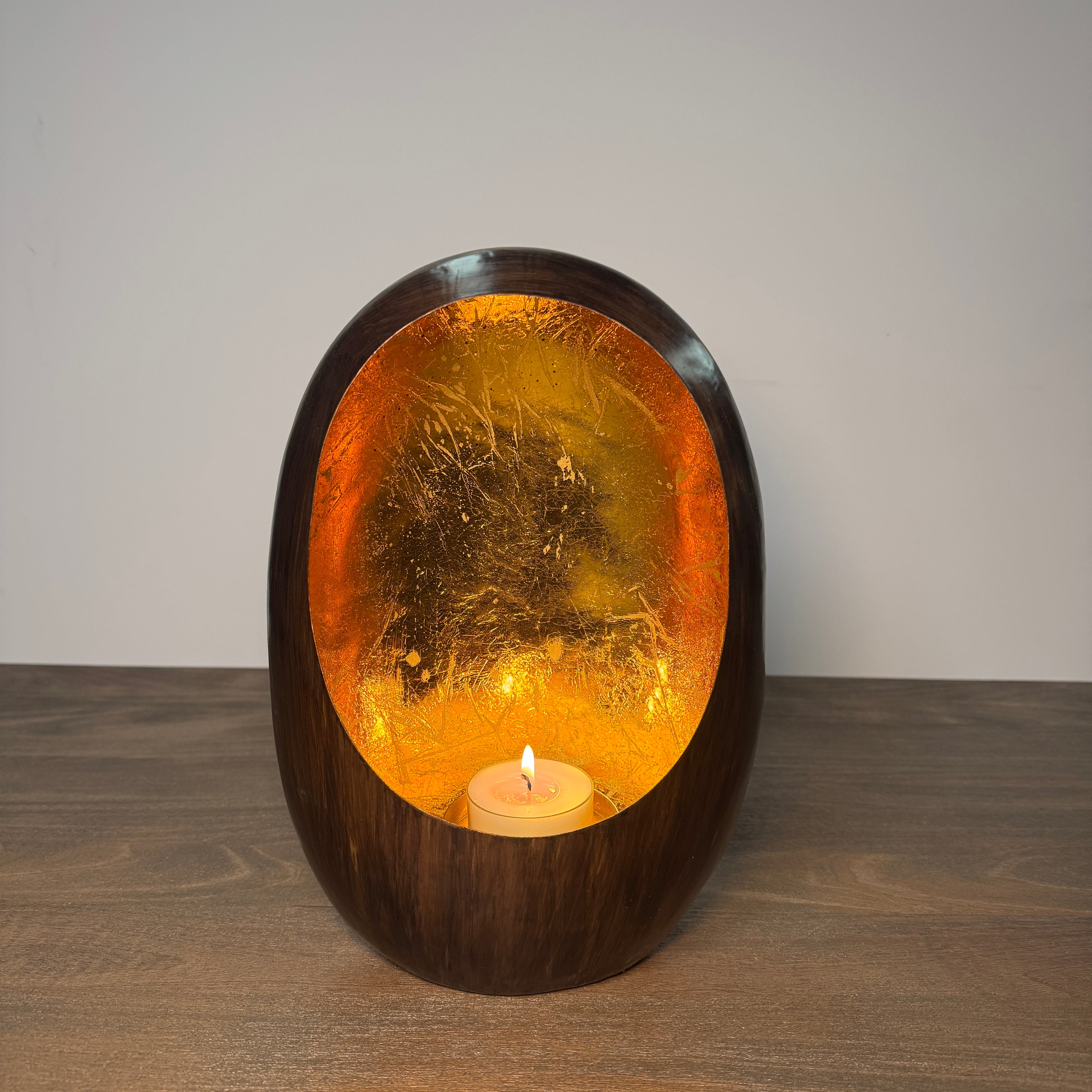 Bronze & Gold Oval Candle Holder - 30cm