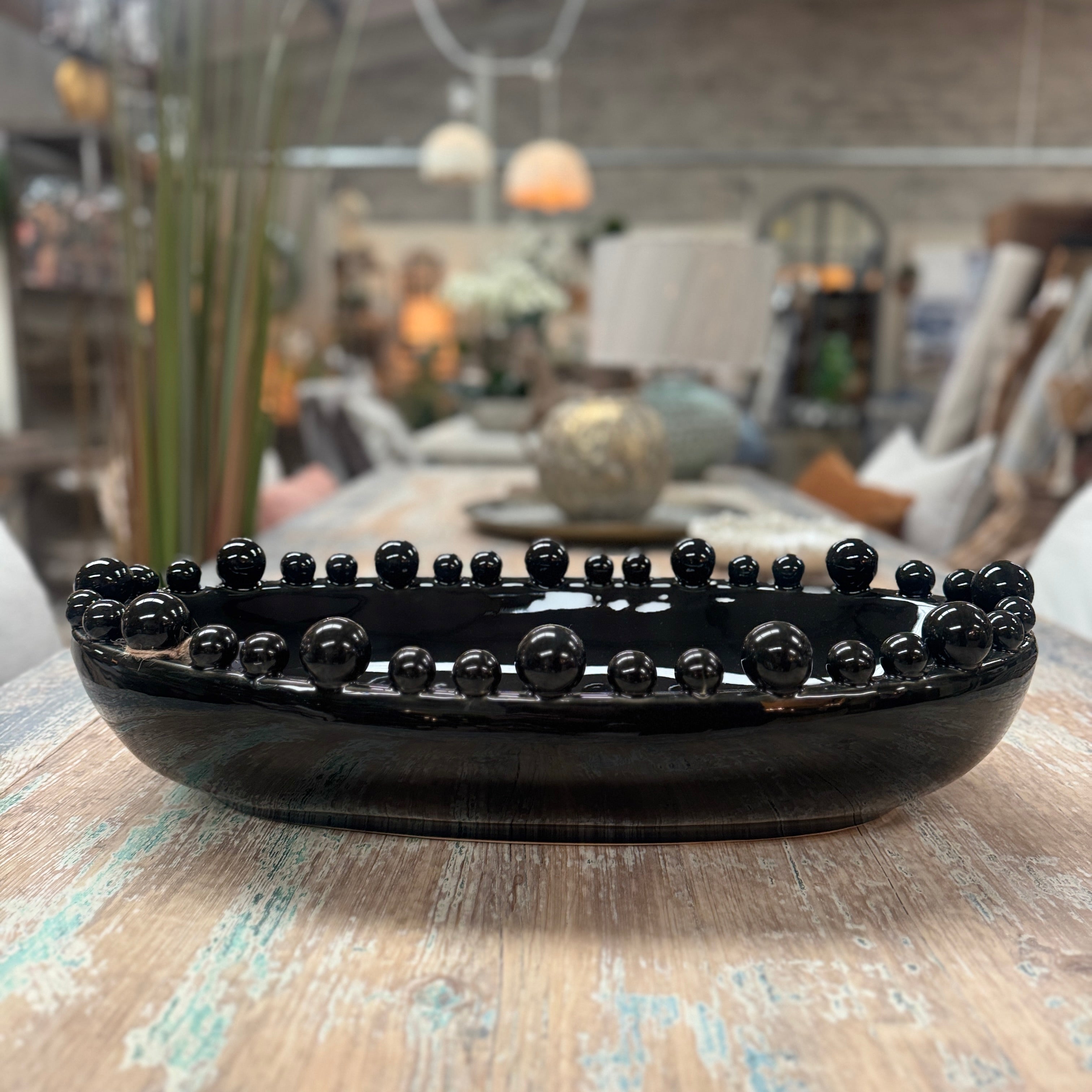 Long Bobble Decorative Bowl - Black