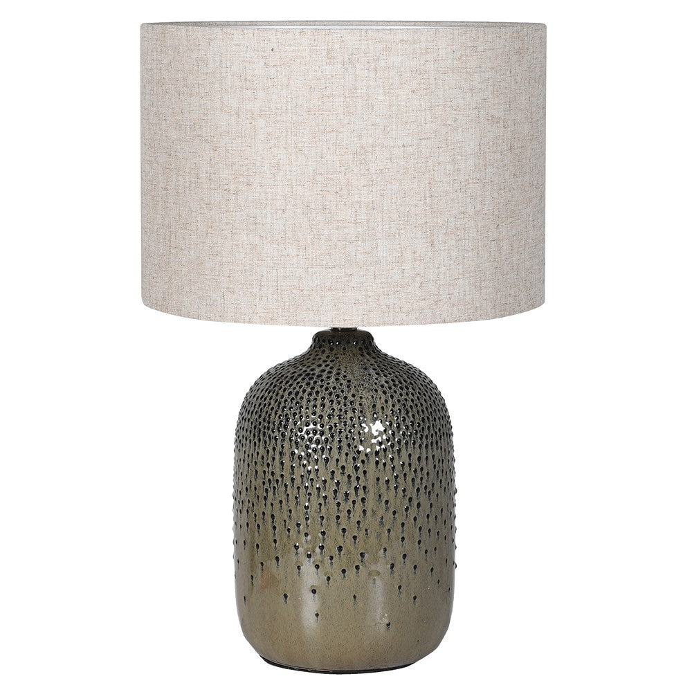 Gaia Green Table Lamp with Linen Shade