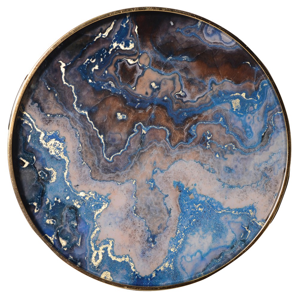 Nest Of 2 Blue Marble Effect Tray Table
