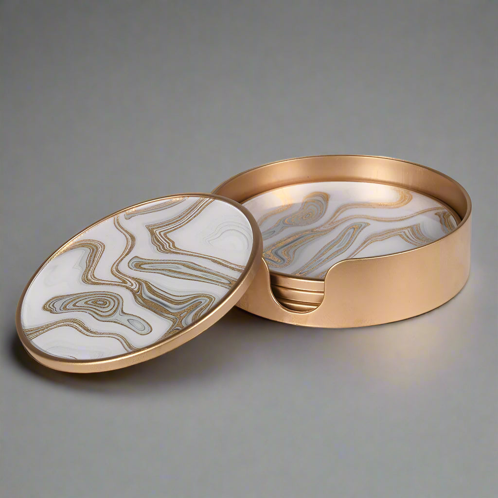 Gold Swirl Coasters S/4