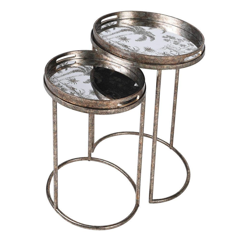 Nest Of 2 Golden Grass Tray Table