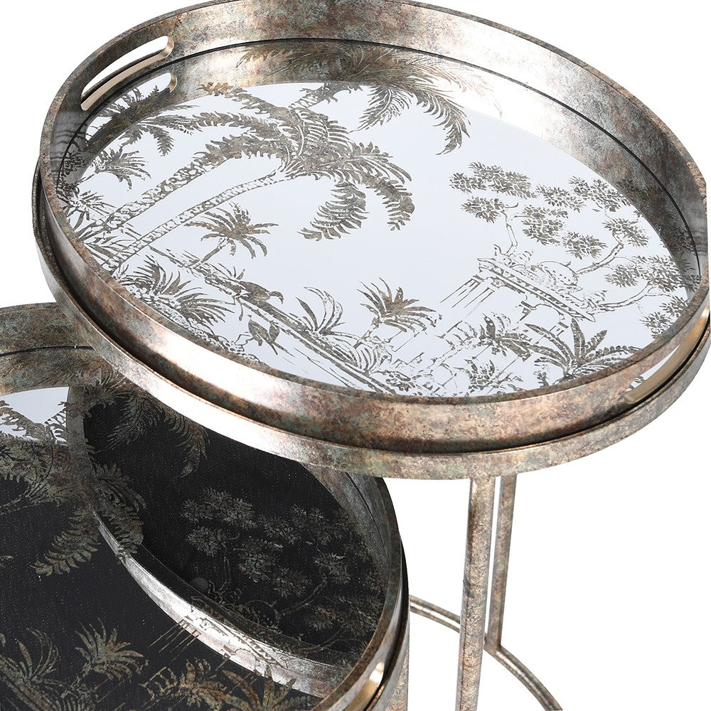 Nest Of 2 Golden Grass Tray Table