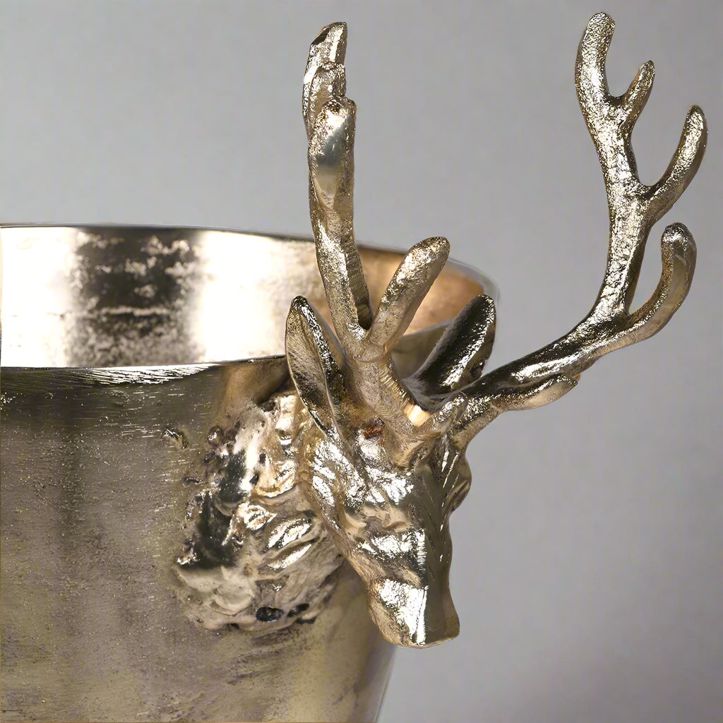 Antique Brass Reindeer Wine Cooler
