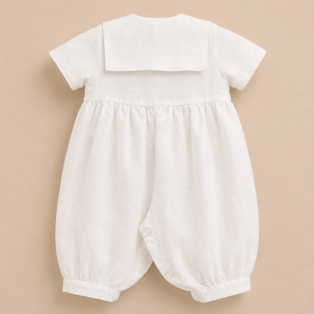Christening Romper Pintuck Irish Linen