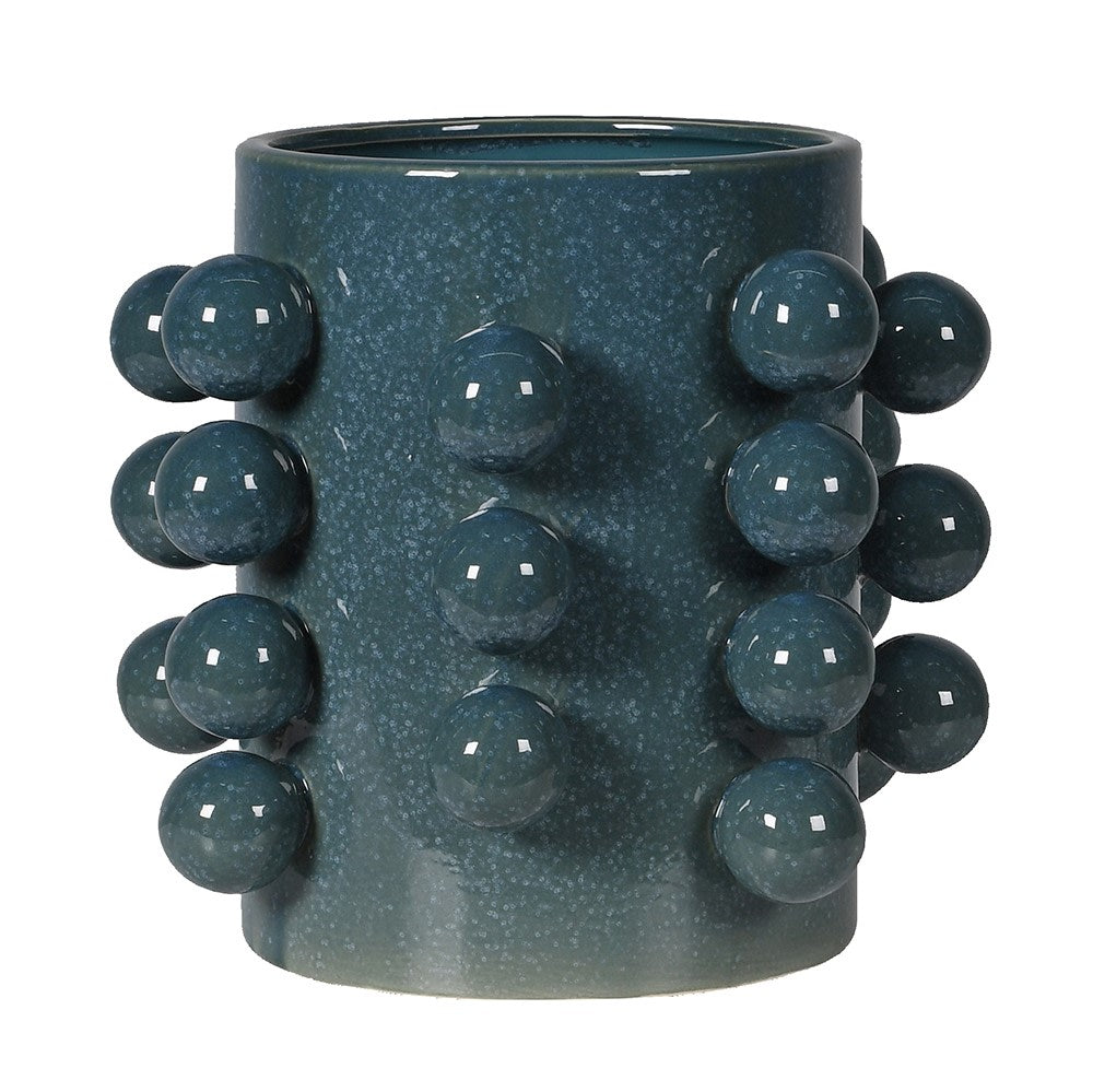 Blue Bobble Edged Pot