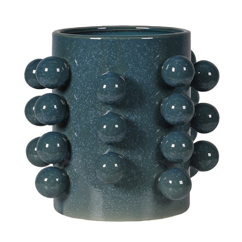 Blue Bobble Edged Pot