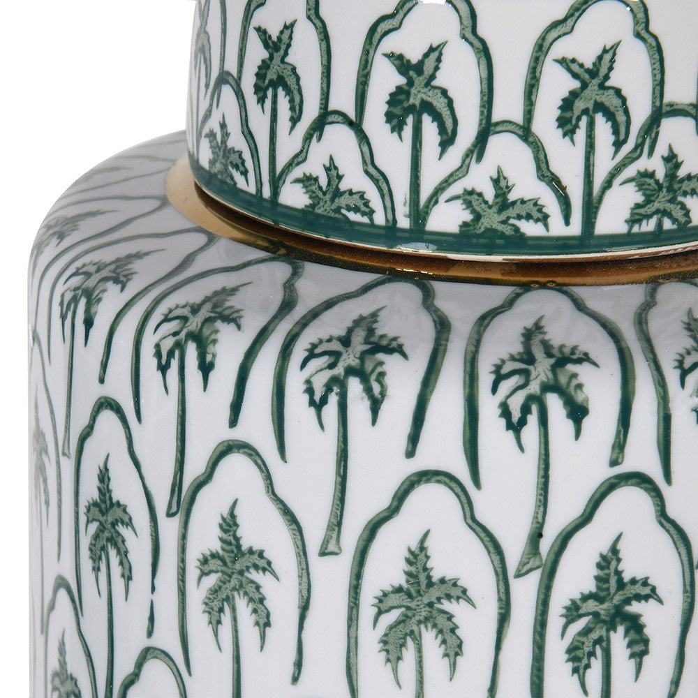 Green Palm Trees Lidded Jar