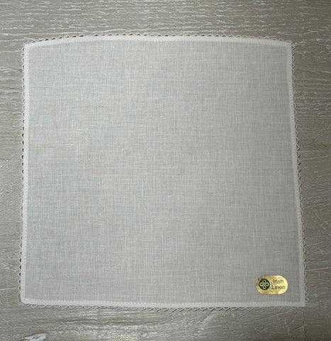 Irish Linen Hanky With Lace Edging