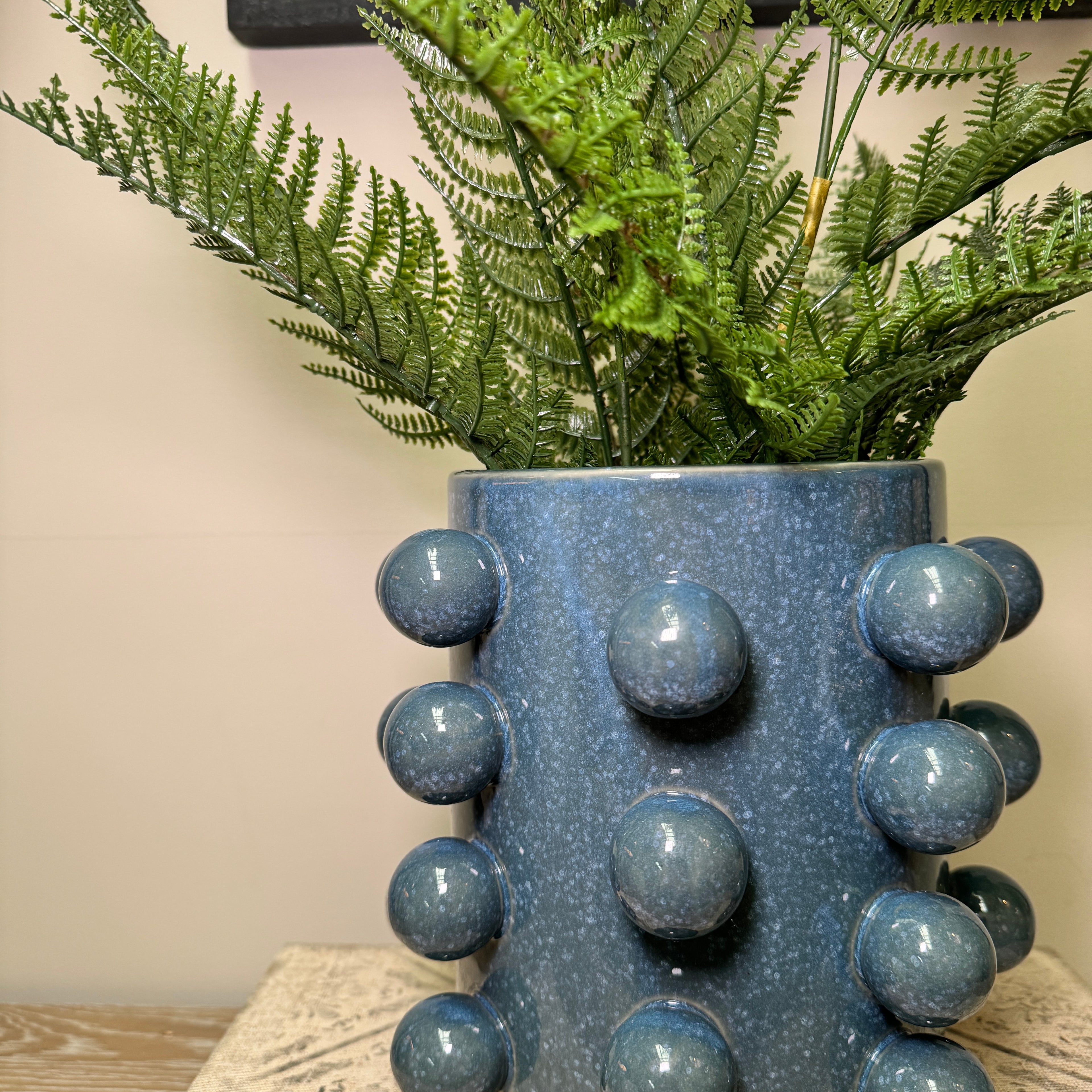 Blue Bobble Edged Pot