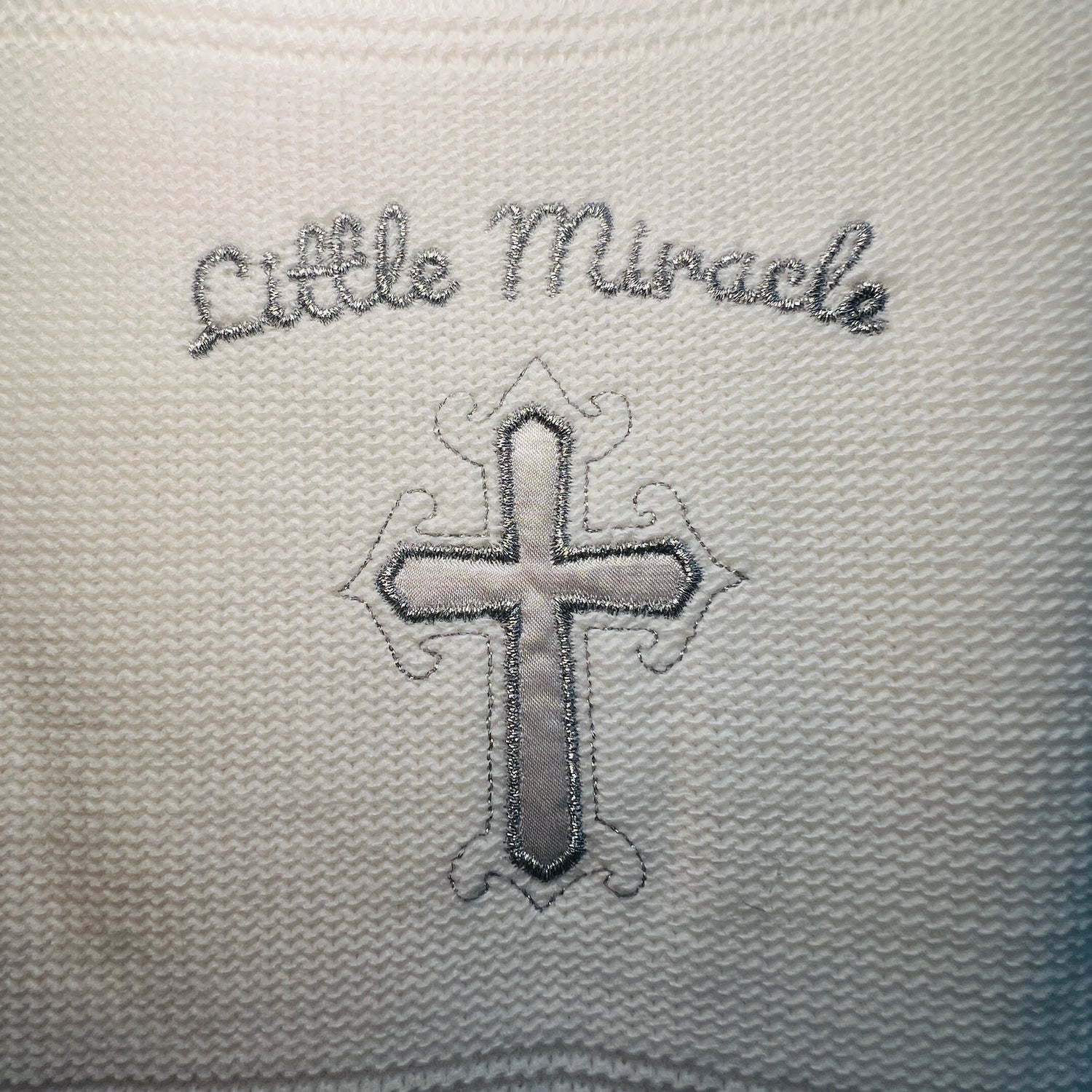 White Knitted Baby Christening Wrap