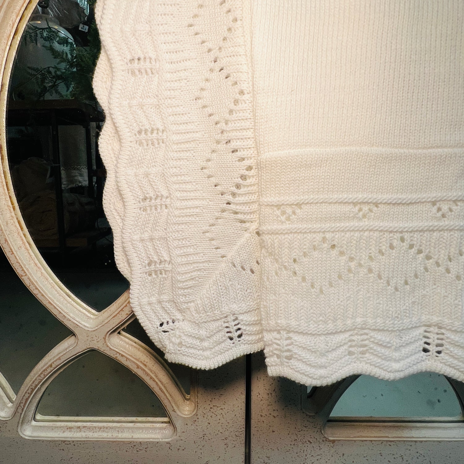 White Knitted Baby Christening Wrap