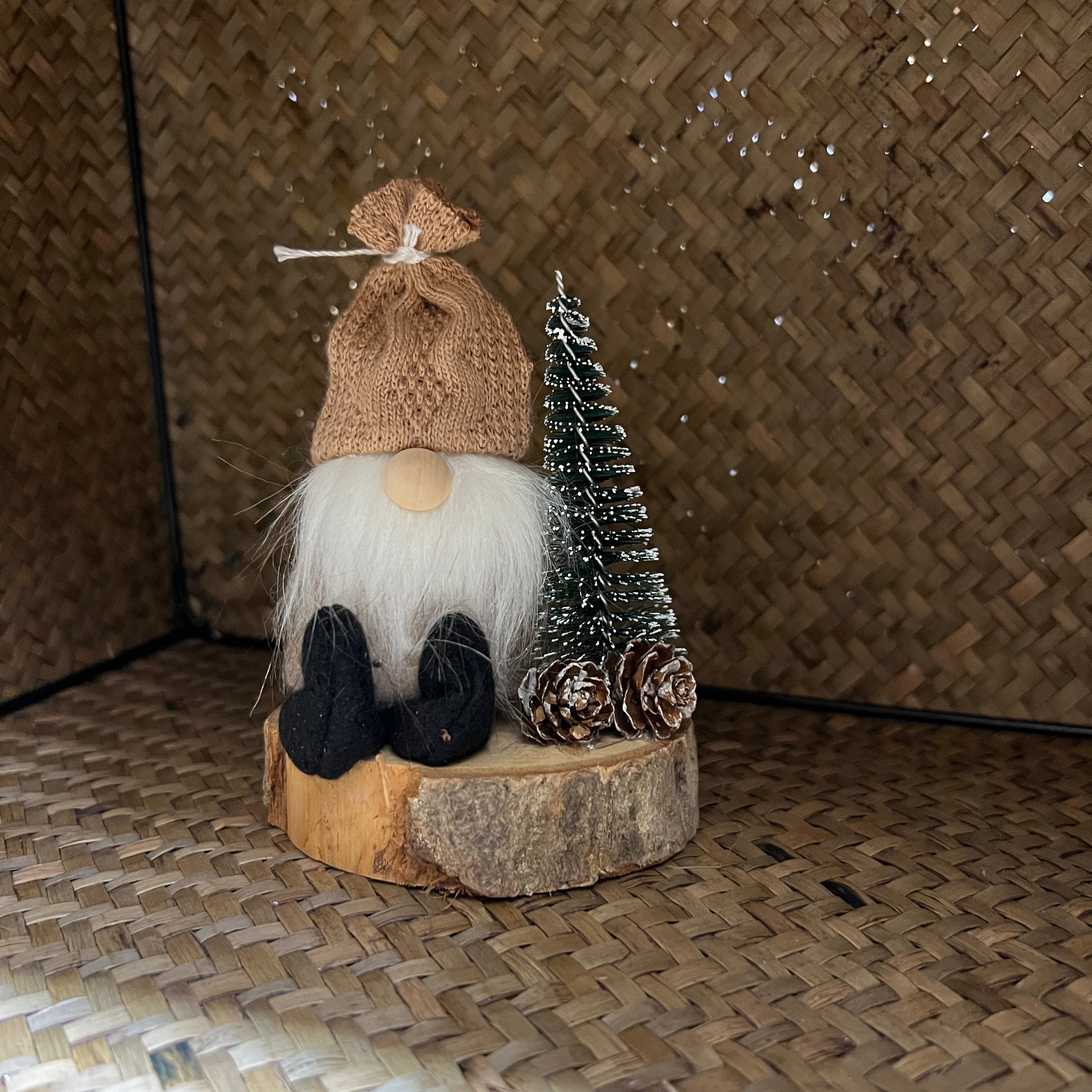 Woodland Gnome on Wooden Base