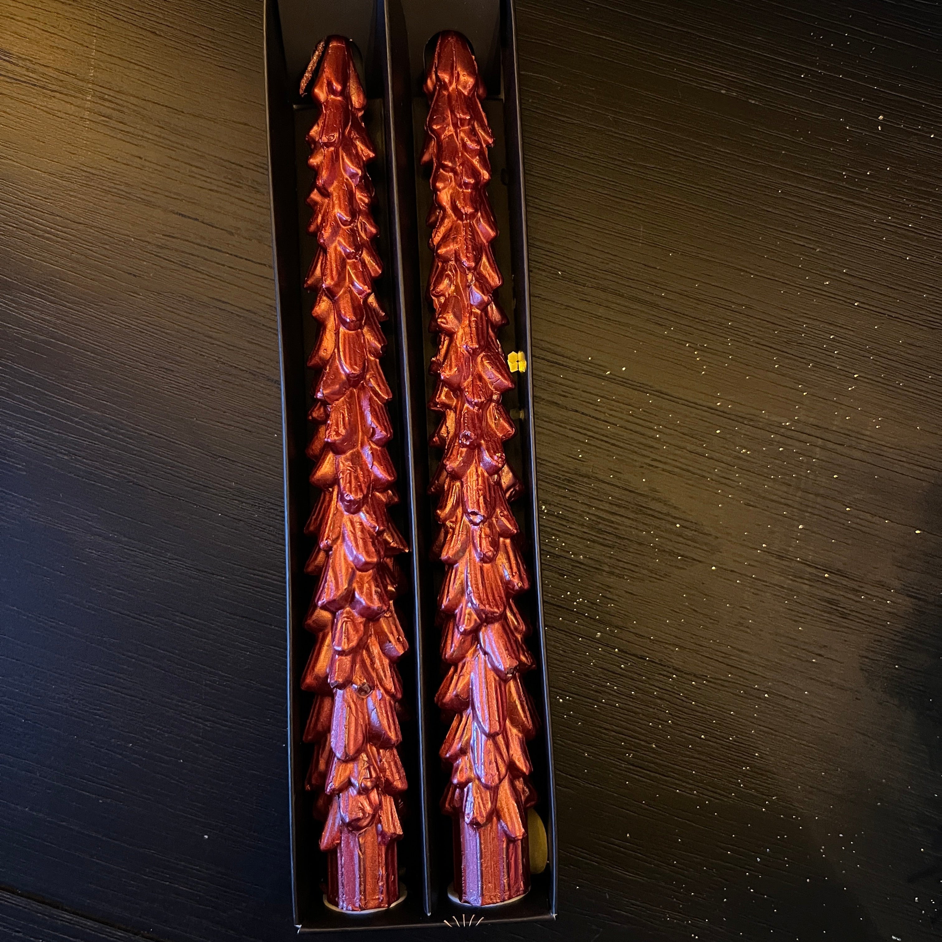 Set Of Two Christmas Tree Dinner Candles