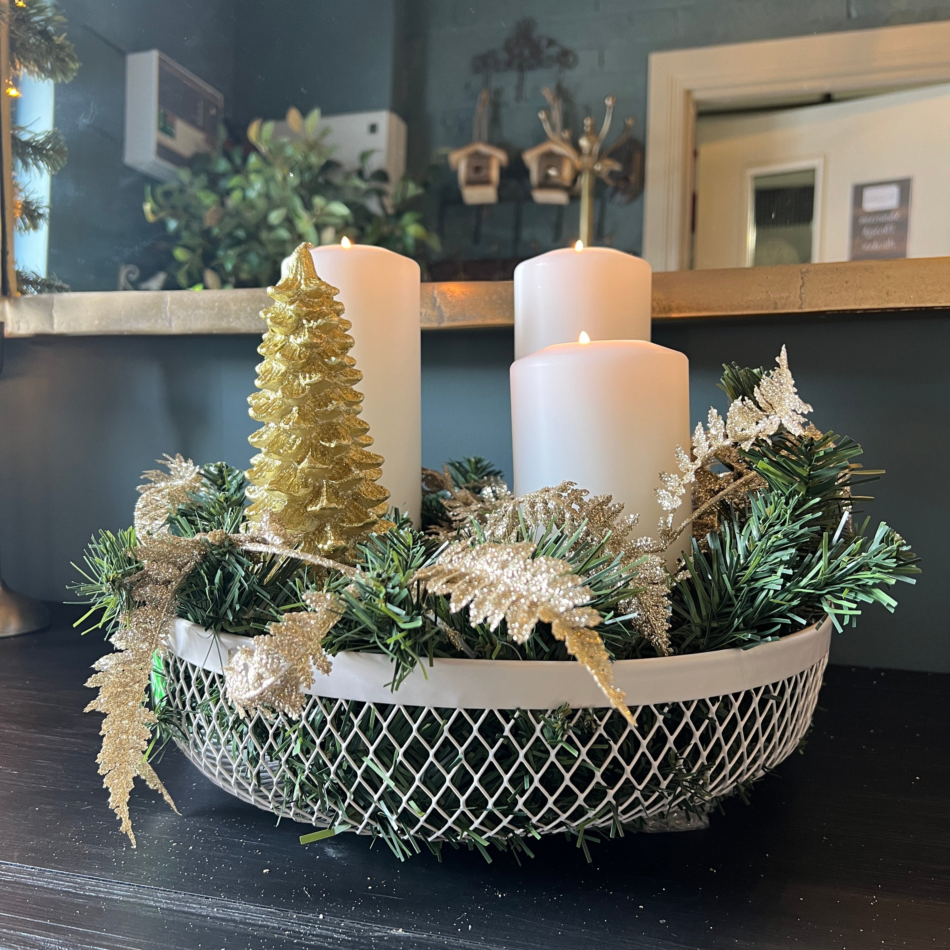 Gold Sparkle Christmas Tree Candle