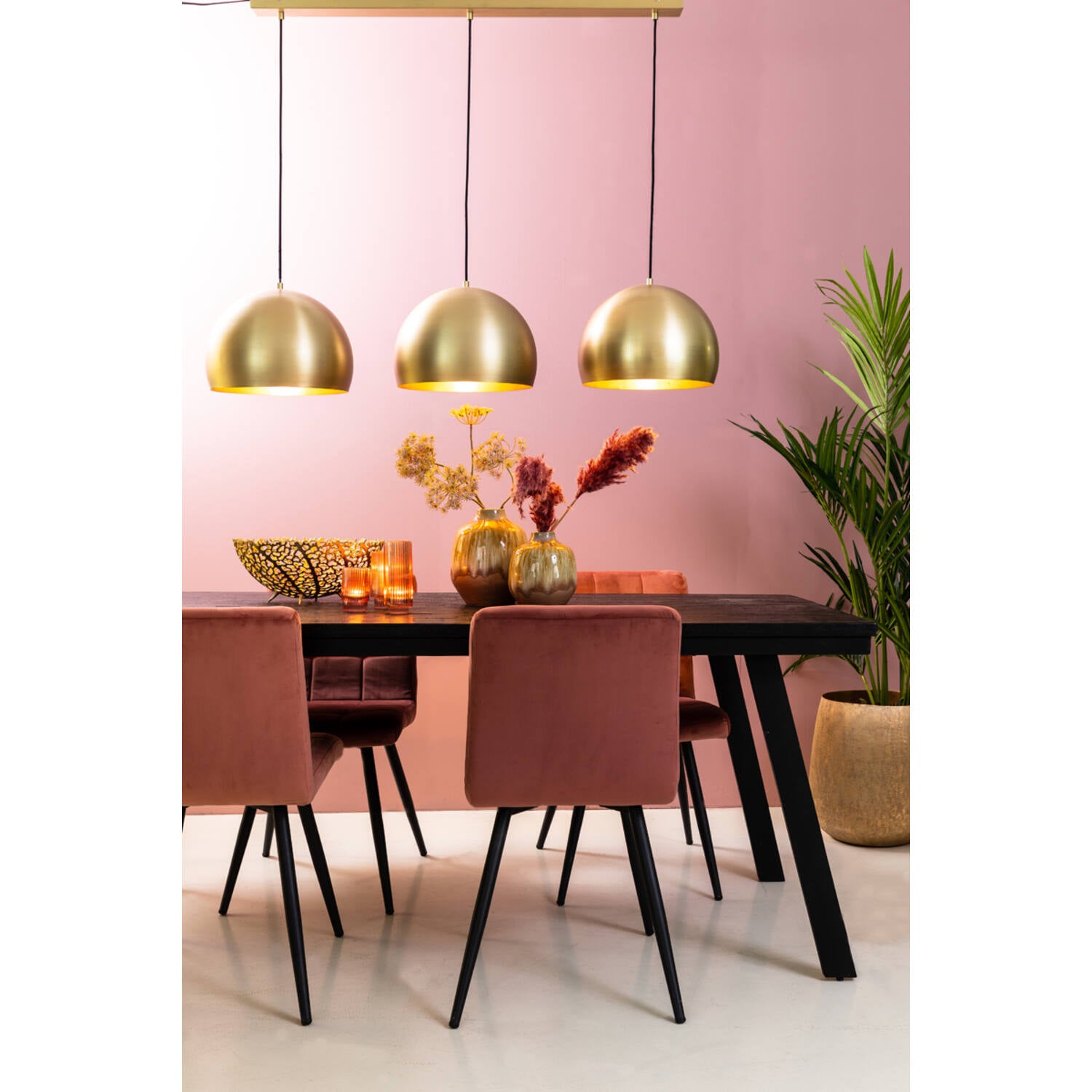 Hanging lamp 3L 120x33x25 cm JANEY matt gold
