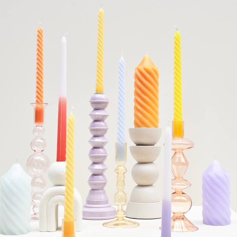Pillar Candle Spiral Orange 19x7x7cm