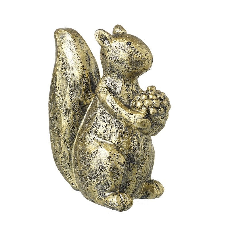 Gold Squirrel Holding Acorn