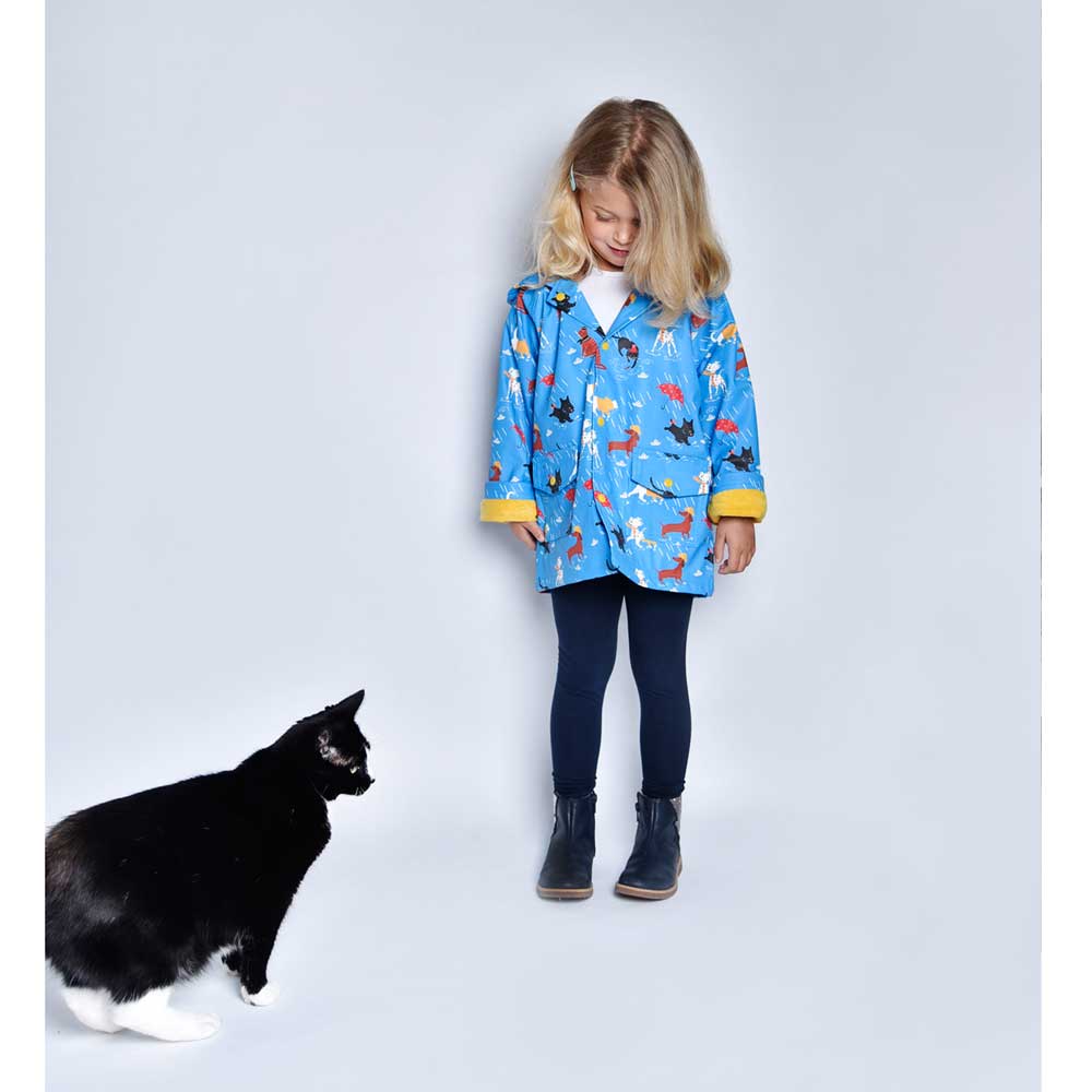 Kids Raincoat - Cat And Dog Print