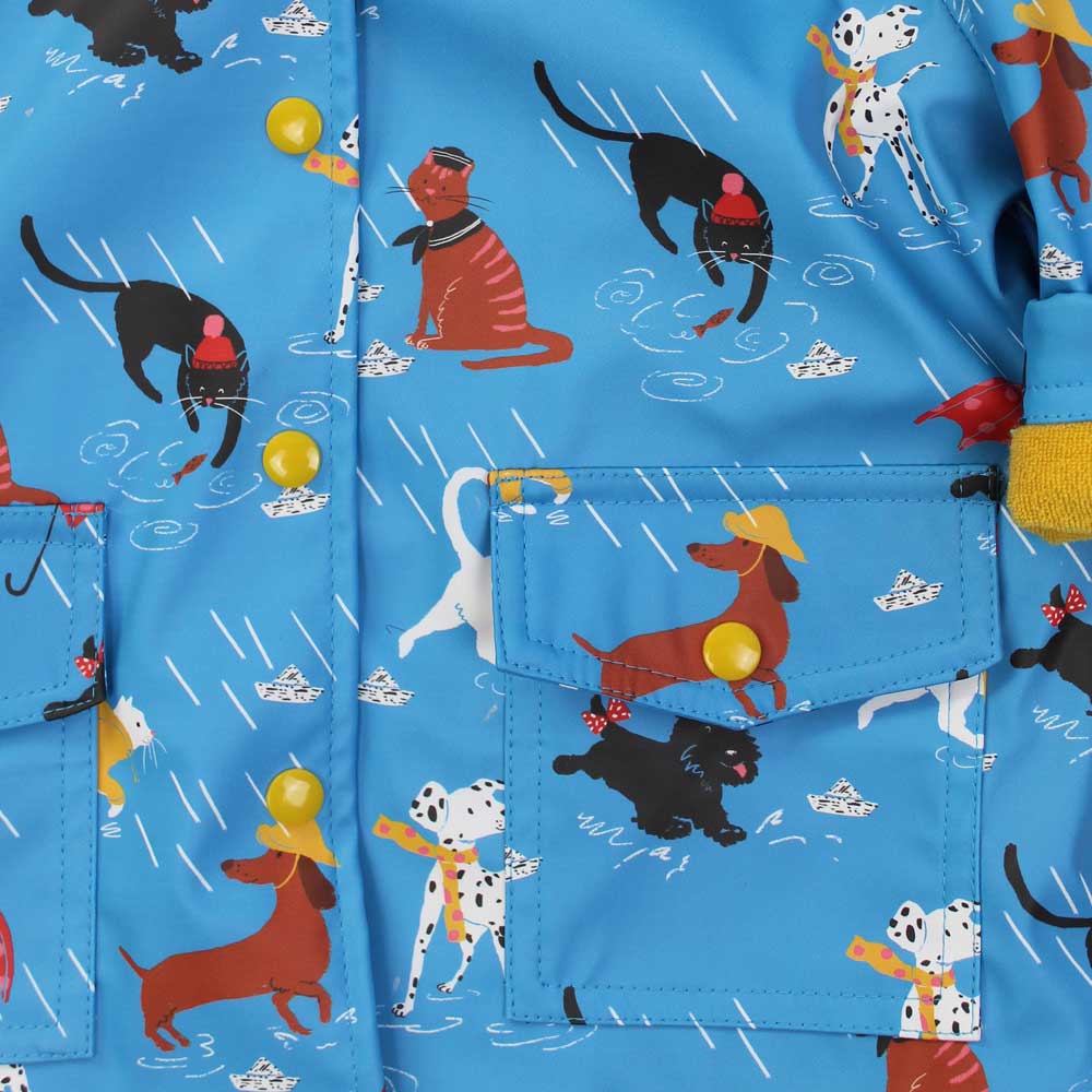 Kids Raincoat - Cat And Dog Print