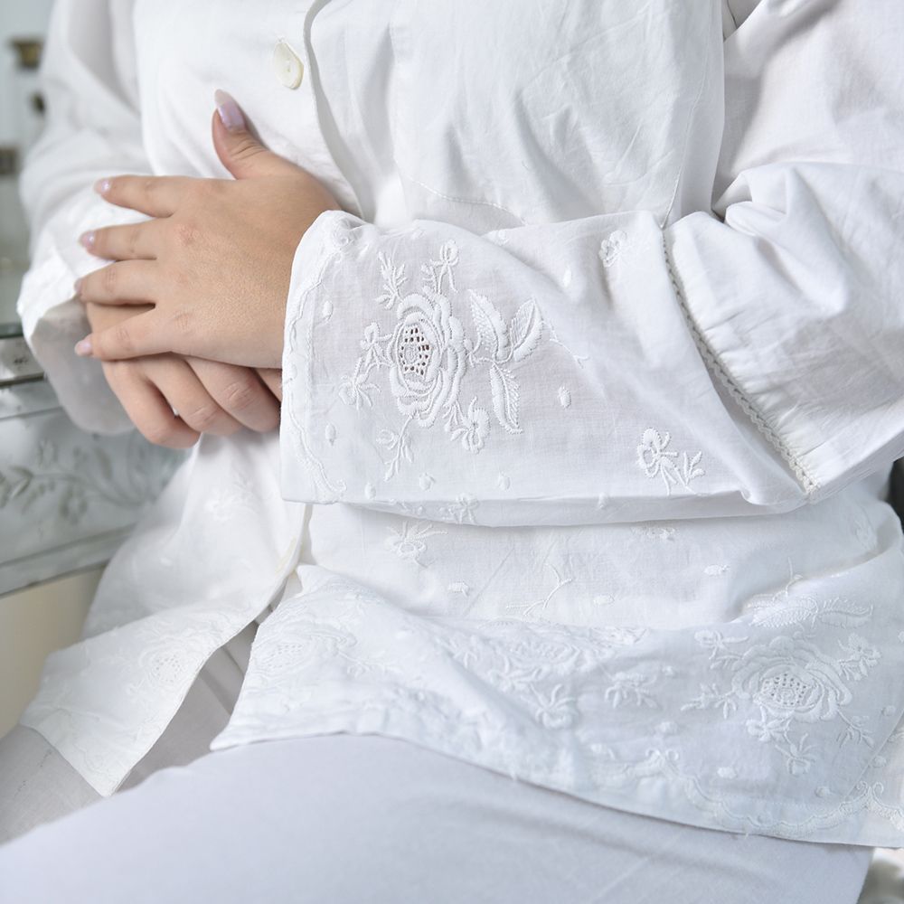 Julia White Embroidered Pyjamas