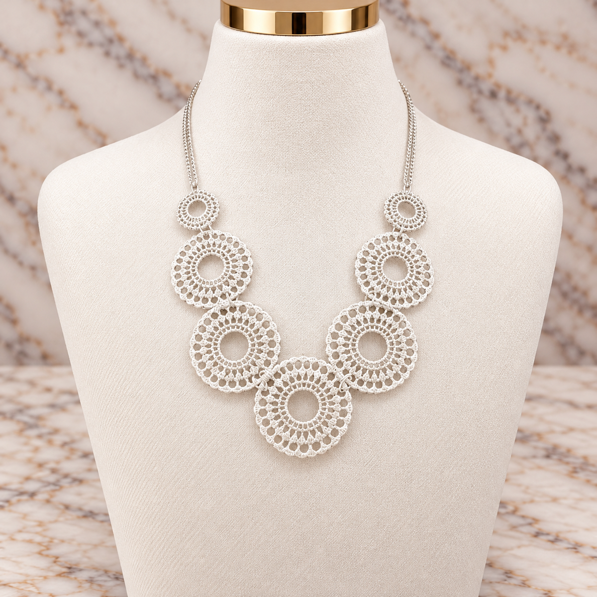 Filigree Single Lace Effect Silver Necklace