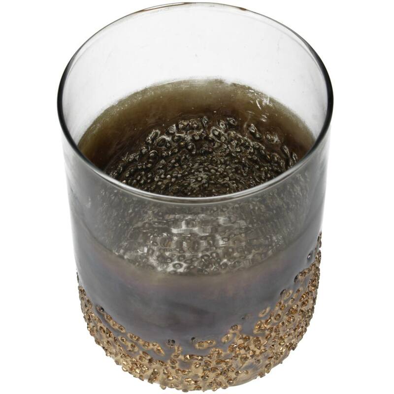Glass & Gold Canlde Holder 12x12x15cm