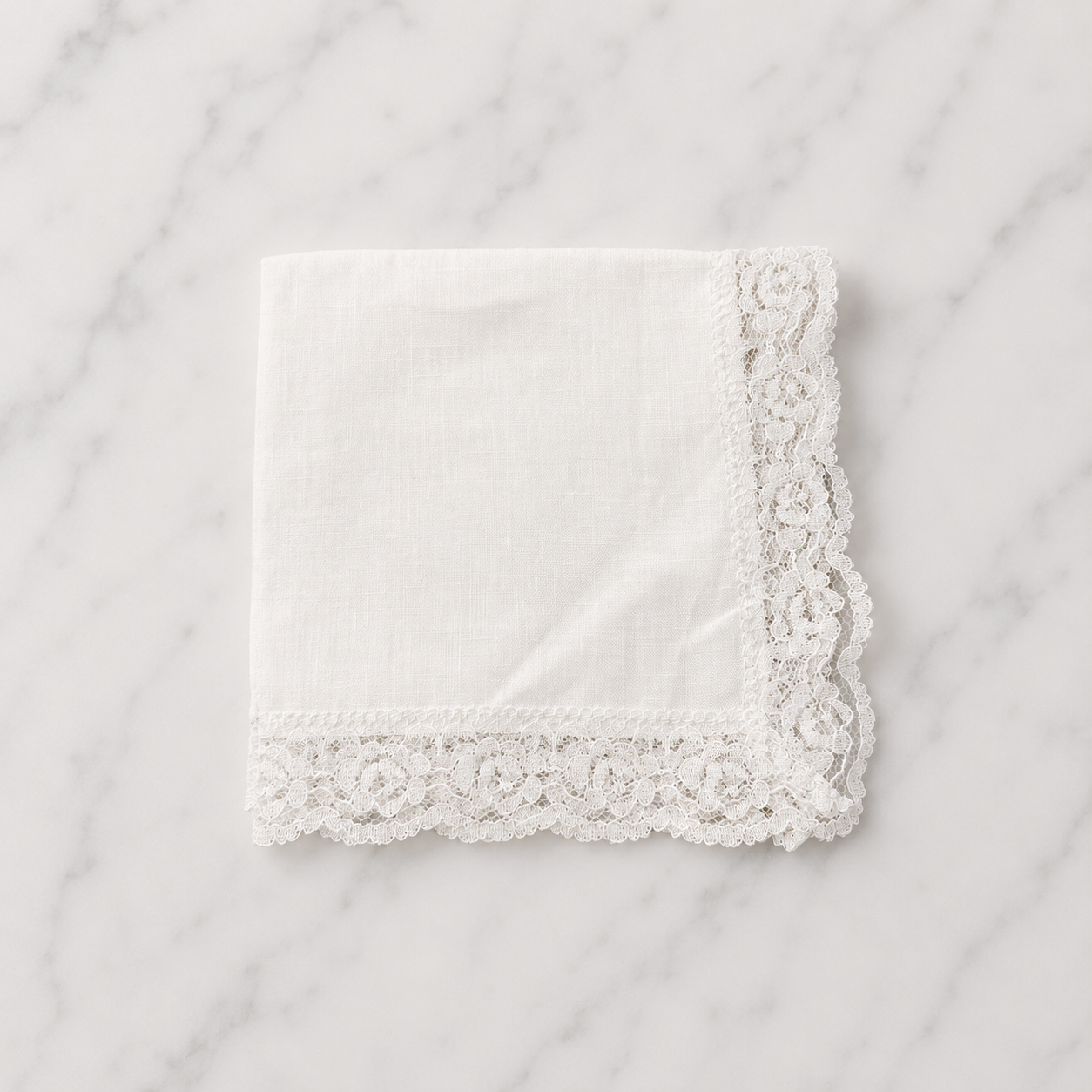 Irish Linen Hankie With Lace Trim - 26 x 26cm