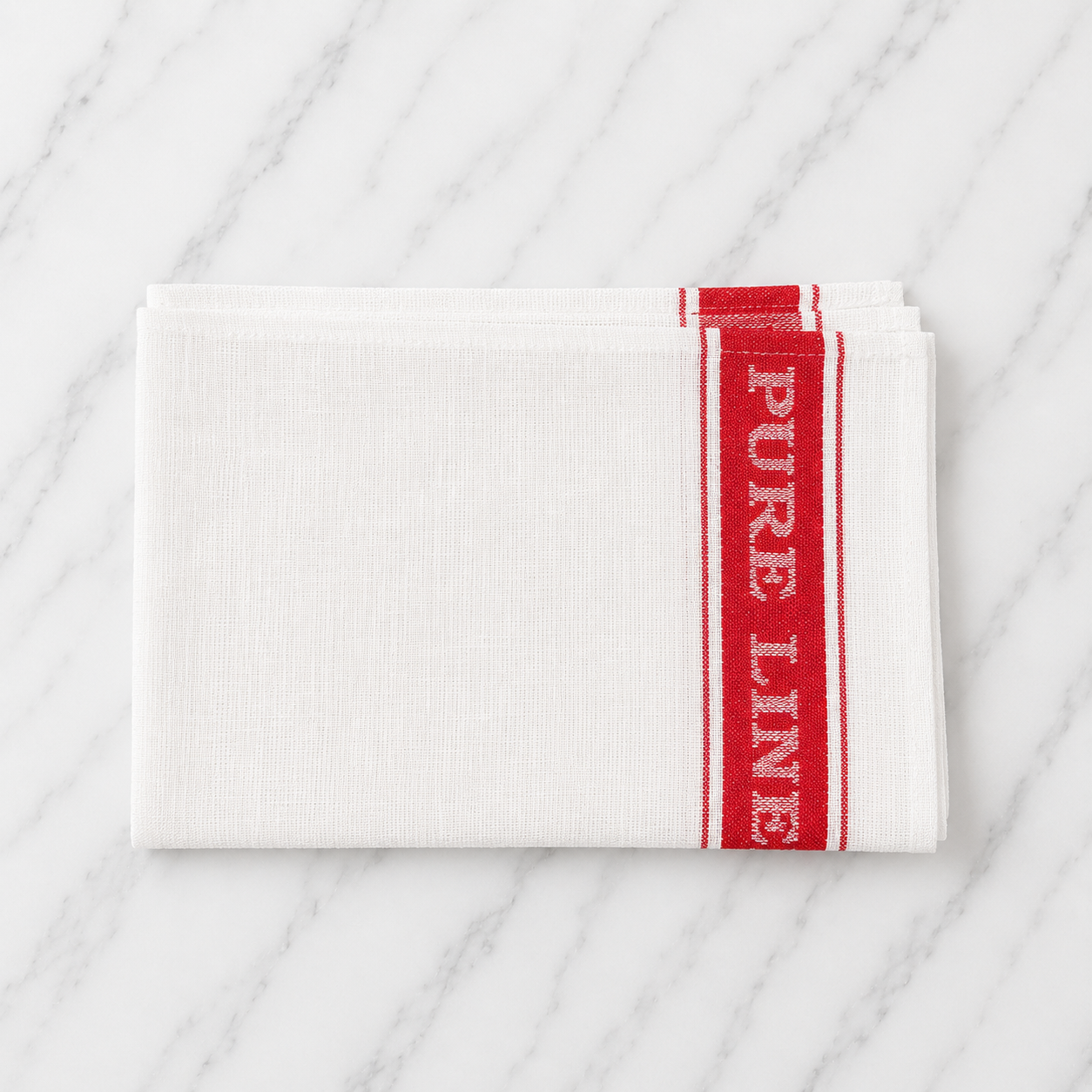 Linen White Tea Towel With Red Stripes