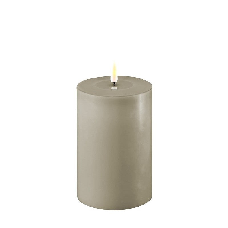 LED Candle 10 x 15cm - Sand Grey