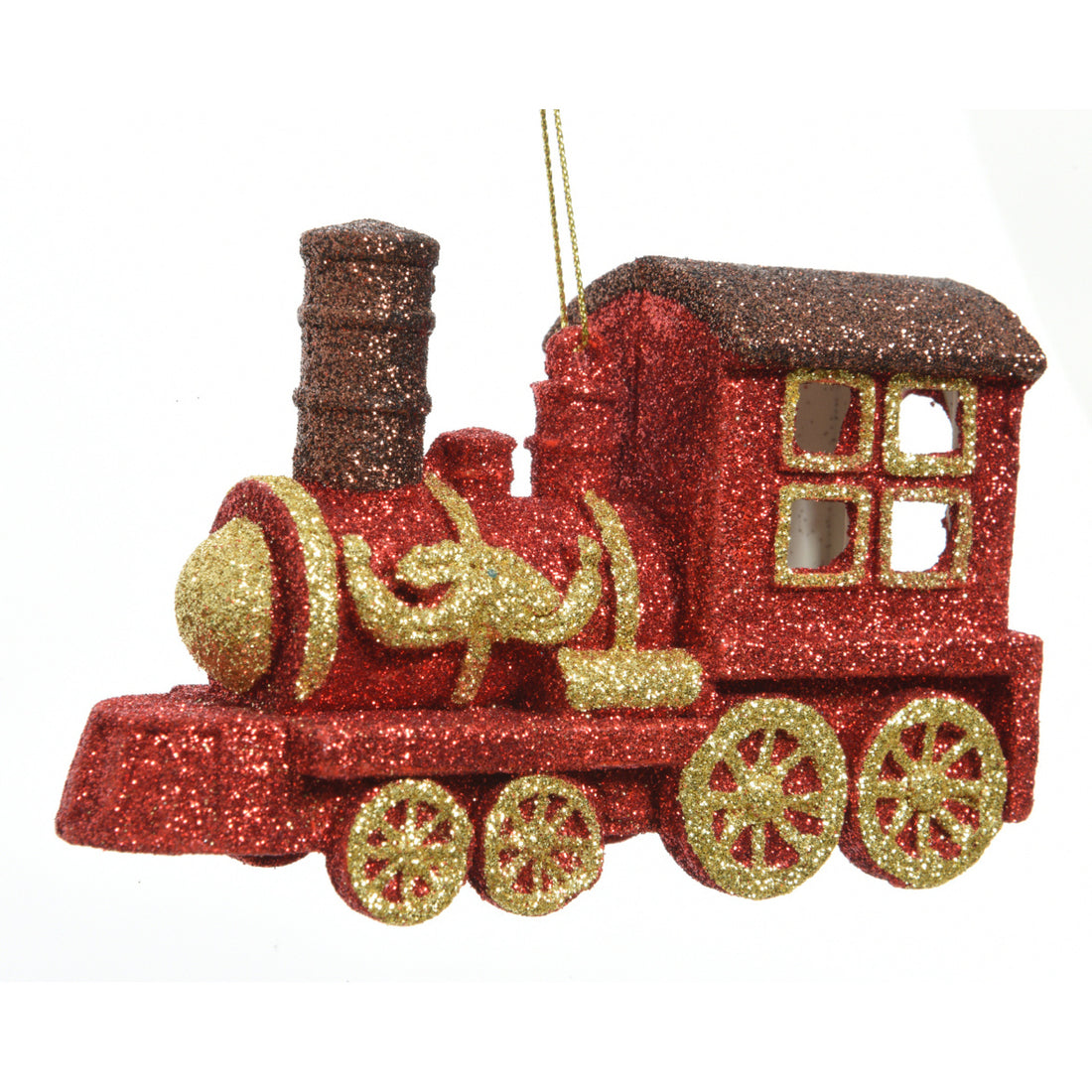 Red Glitter Train Hanging Decoration