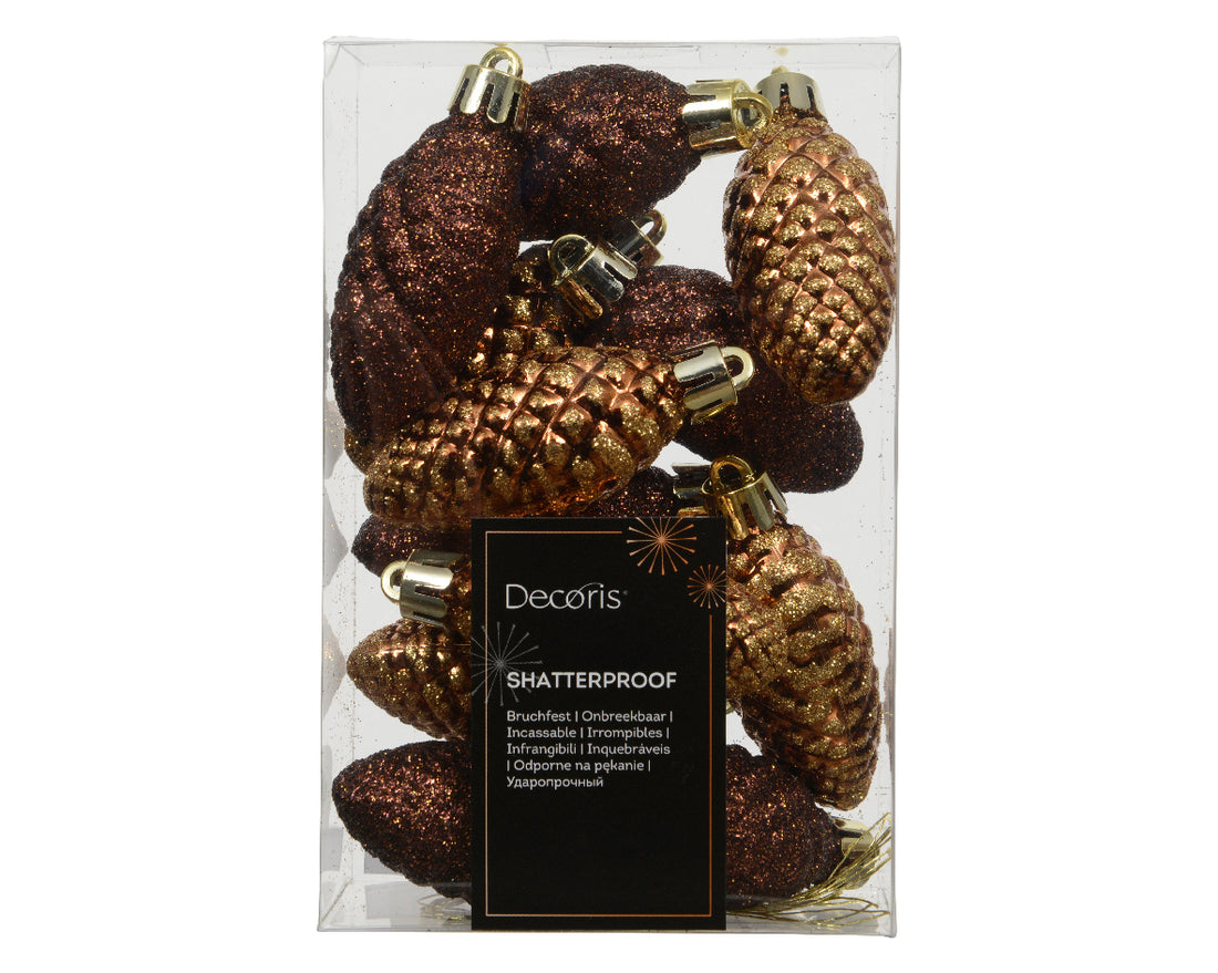 Espresso Pinecone Hanging Decoration - Box of 12