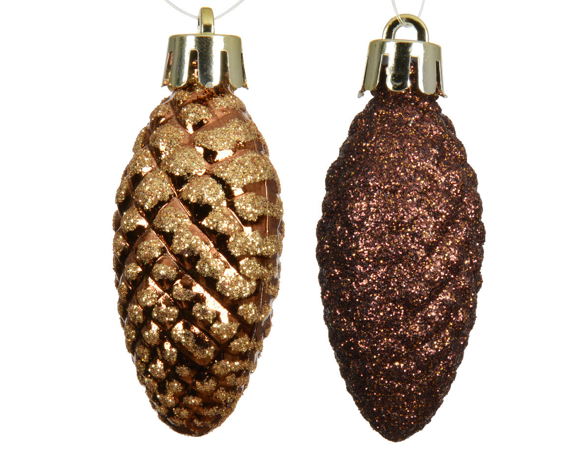 Espresso Pinecone Ornament with Gold Glitter Cap