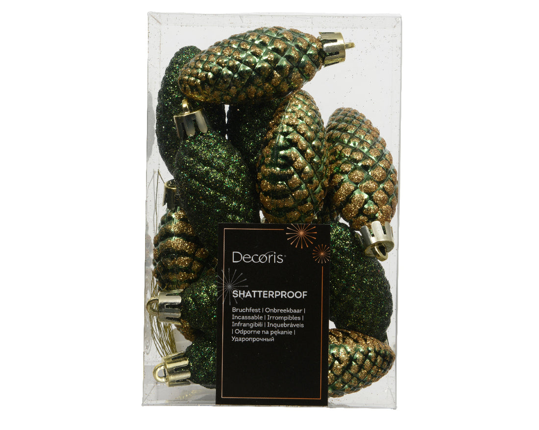 Green Pinecone Hanging Decoration - Box of 12